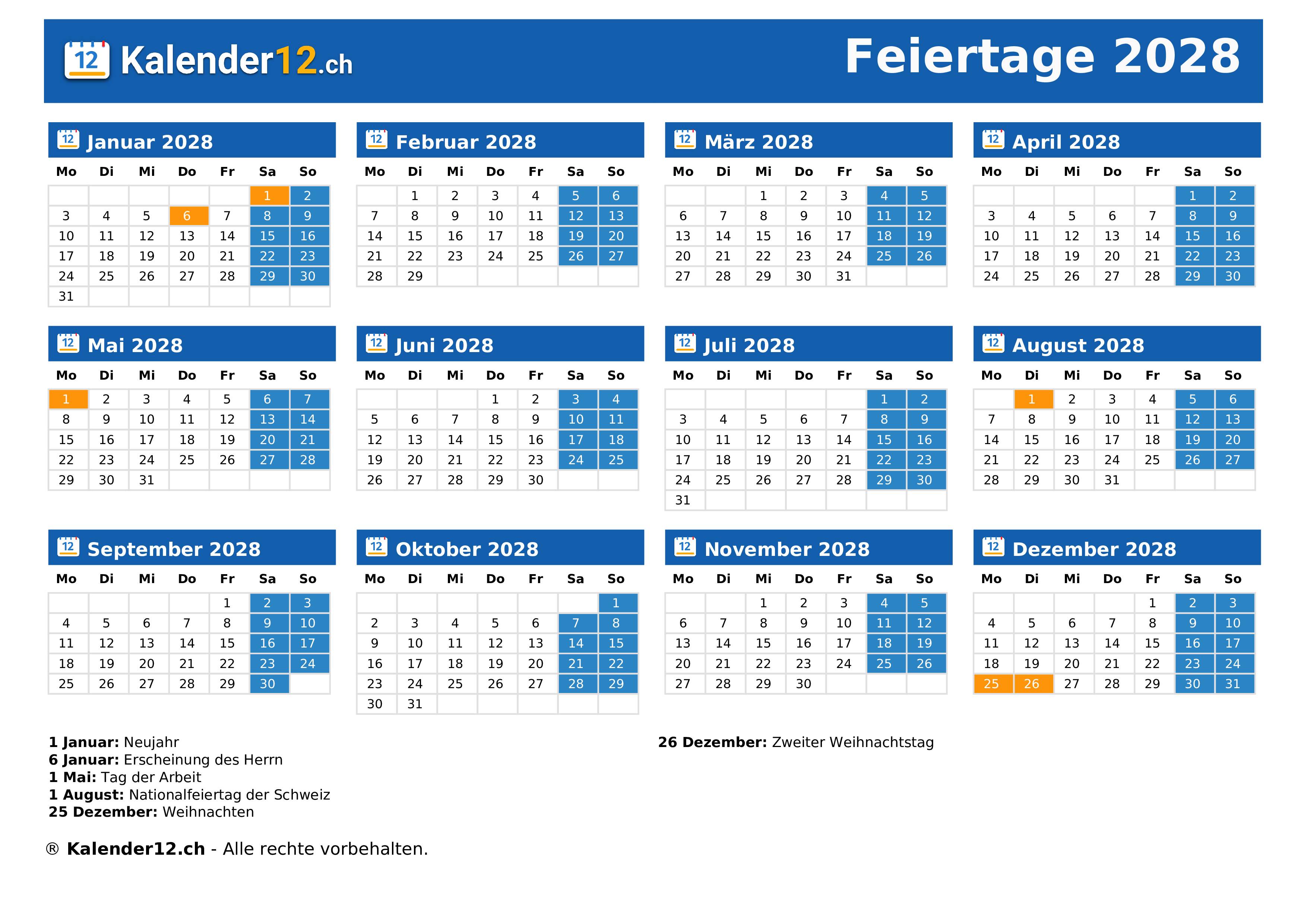 Feiertage 2028