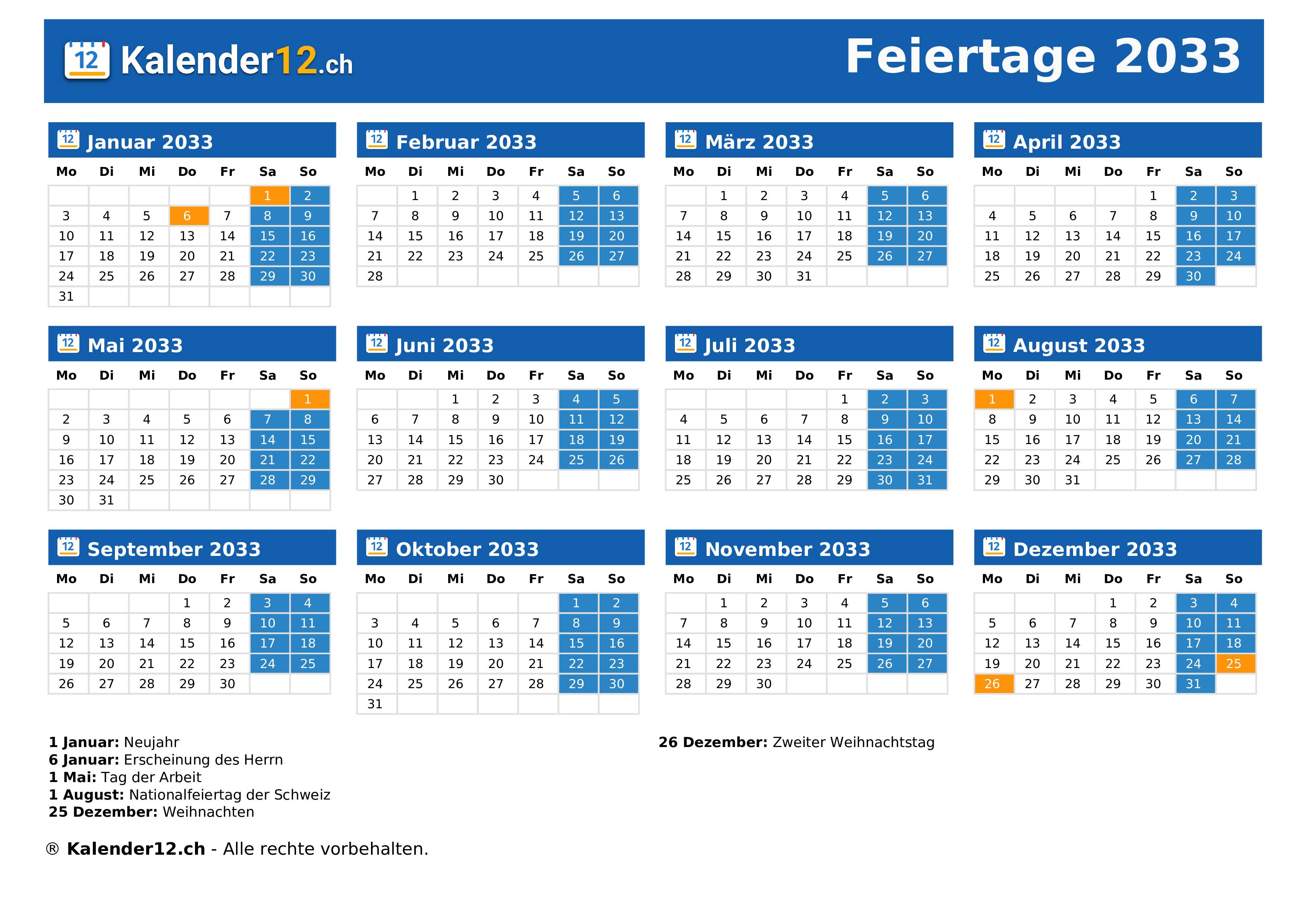 Feiertage 2033