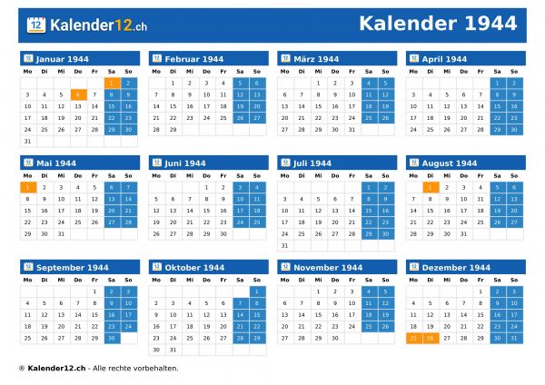 Kalender 1944