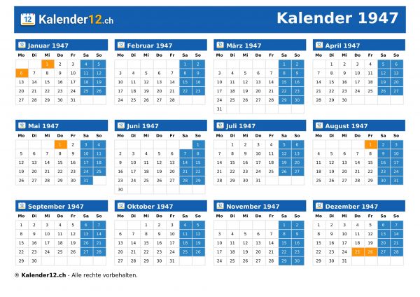 Kalender 1947