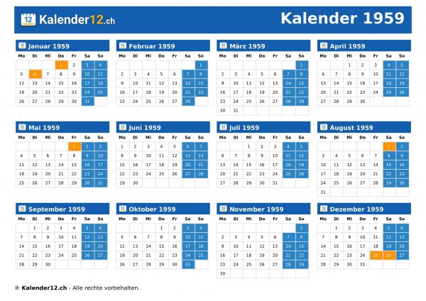 Kalender 1959