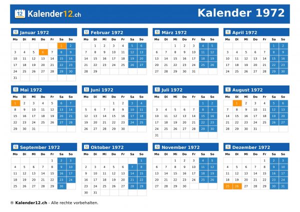 Kalender 1972