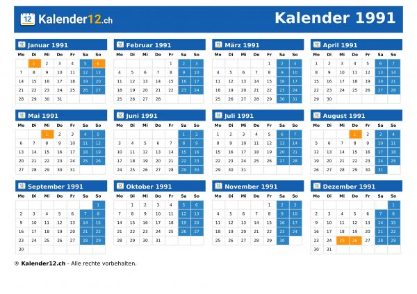 Kalender 1991