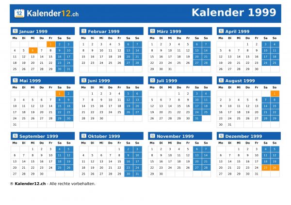 Kalender 1999