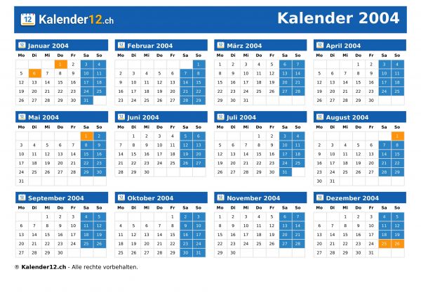 Kalender 2004