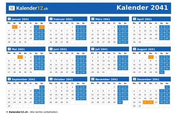 Kalender 2041