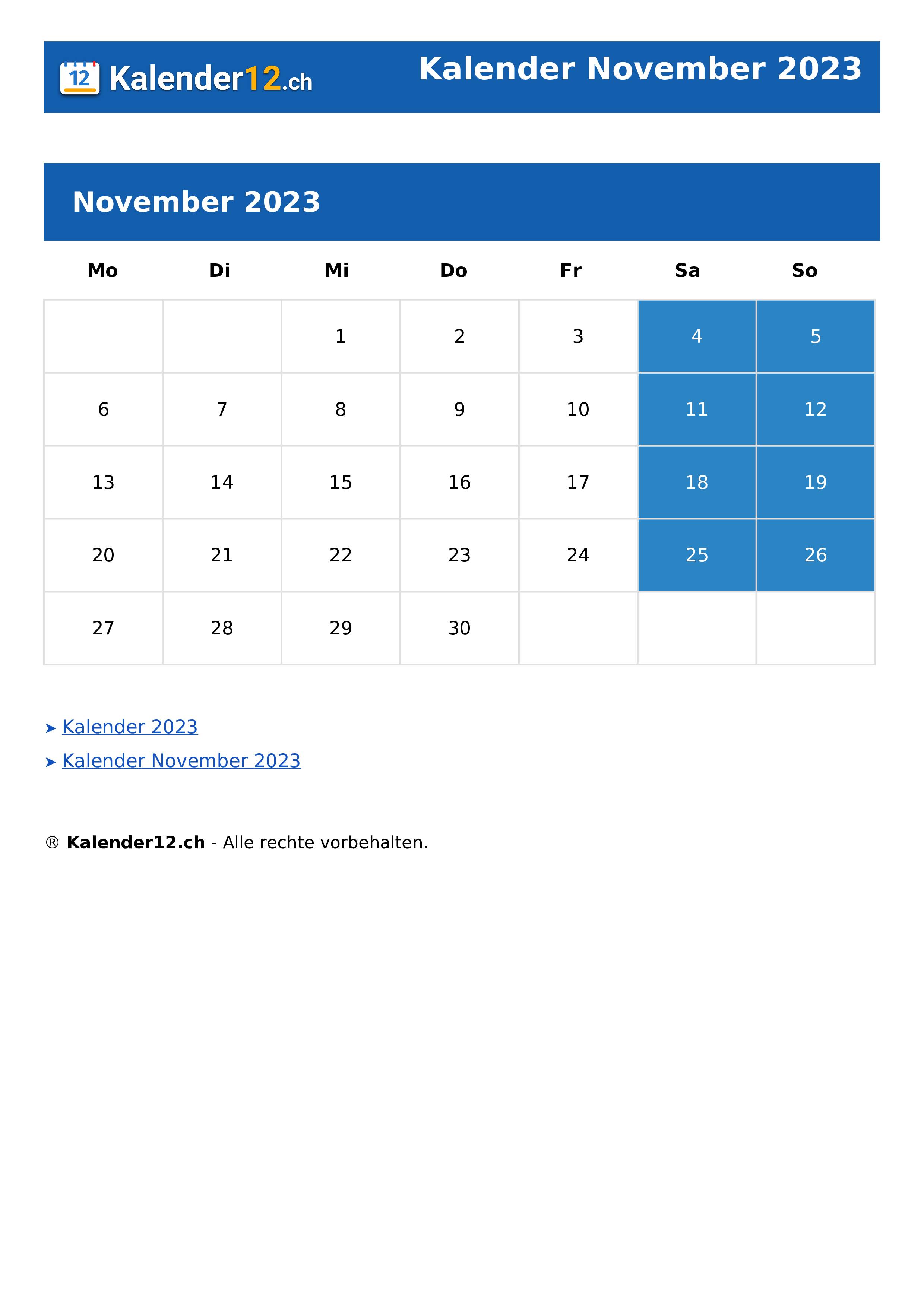 Kalender November 2023